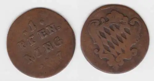 1 Pfennig Kupfer Münze Bayern 1797 f.ss (143085)