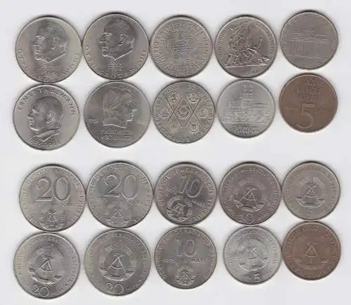 10 DDR Gedenkmünzen Thälmann, Buchenwald, Grotewohl, Schiller usw. (137940)