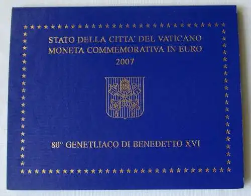 Vatikan 2 Euro 2007 80. Geburtstag Pabst Benedikt Blister/Folder Stgl. (158784)