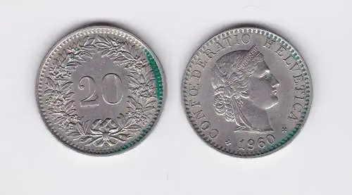 20 Rappen Kupfer Nickel Münze Schweiz 1960 B (118607)