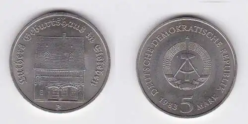 DDR Gedenk Münze 5 Mark Luthers Geburtshaus in Eisleben 1983 (122023)