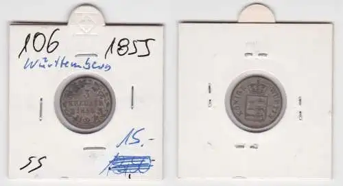 3 Kreuzer Silber Münze Württemberg 1855 (123740)