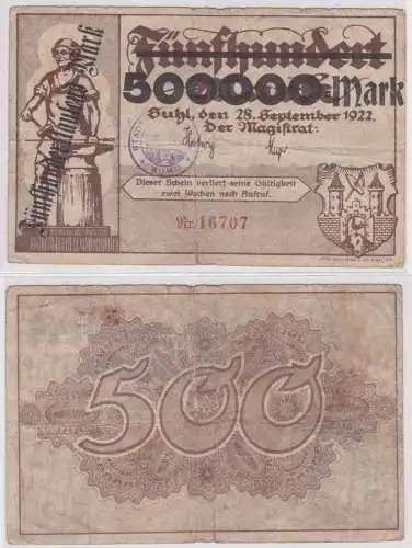 500000 Mark Banknote Inflation Stadt Suhl 1923 Überdruck (159493)