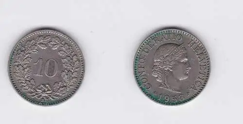 10 Rappen Kupfer Nickel Münze Schweiz 1958 B (117975)