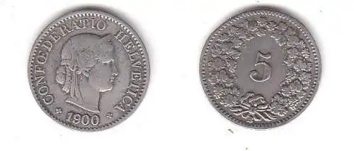 5 Rappen Nickel Münze Schweiz 1900 B (113901)