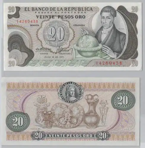 20 Pesos Oro Banknote Colombia Kolumbien 1974 UNC P409c (152954)