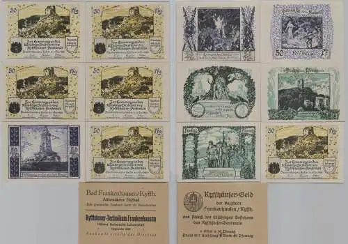 6 x 50 Pfennig Banknoten Notgeld Bad Frankenhausen 1921 mit Hülle (153858)