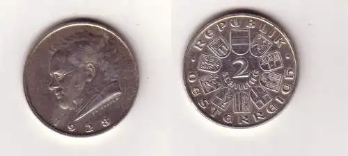 2 Schilling Silber Münze Österreich Schubert 1928 (115203)
