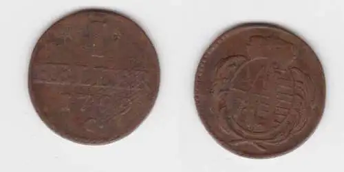 1 Heller Kupfer Münze Sachsen 1799 C f.ss/ss (143414)
