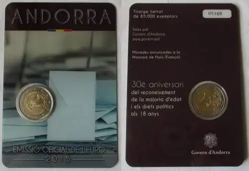 Andorra 2 Euro 2015 "30 Jahre Wahlrecht" Blister/Folder Stgl. (158177)