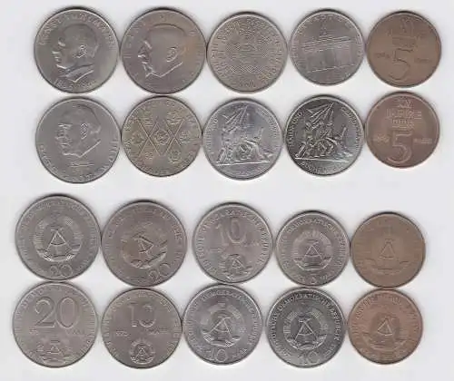 10 DDR Gedenkmünzen Thälmann, Buchenwald, Grotewohl, Mann usw. (131352)