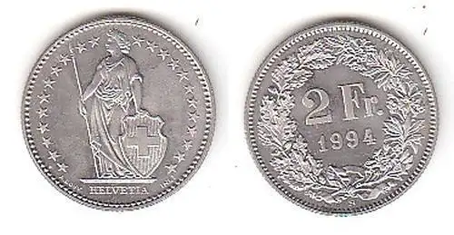 2 Franken Nickel Münze Schweiz 1994 B (114367)