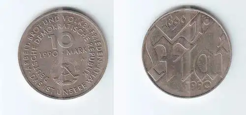 DDR Gedenk Münze 10 Mark 100.Jahre 1.Mai Feiertag 1990 (112146)