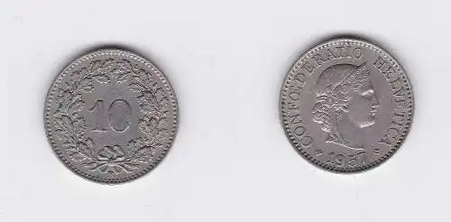 10 Rappen Kupfer Nickel Münze Schweiz 1957 B (117980)