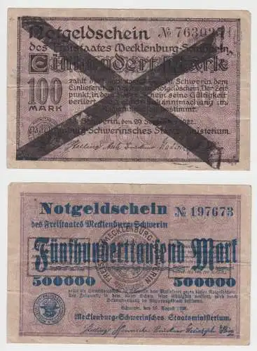 500000 Mark Banknote Freistaat Mecklenburg Schwerin 10.8.1923 (153740)