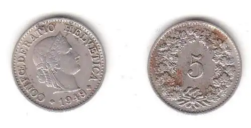 5 Rappen Nickel Münze Schweiz 1949 B (114101)