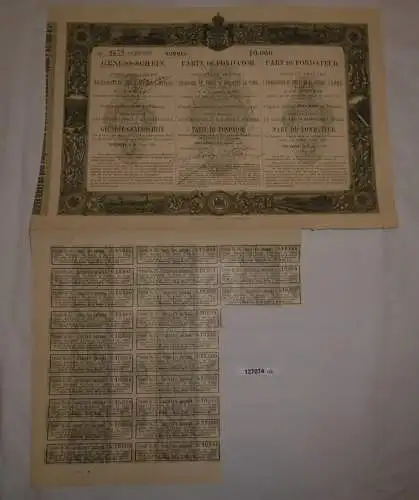 Genussschein Holzgewinnung und Dampfsägen-Betrieb Bukarest 1884 (127074)