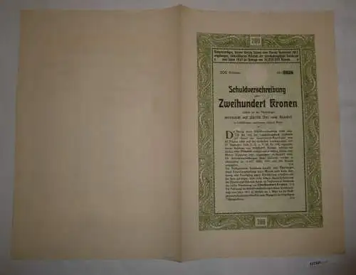200 Kronen Schuldverschreibung Anlehen Landeshauptstadt Innsbruck 1910 (127440)