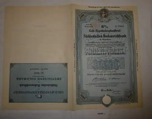 2000 Goldmark Hypothekenpfandbrief Süddeutsche Bodencreditbank 1926 (128789)