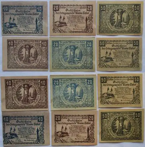 6 Banknoten Notgeld der Ortsgemeinde Maria Taferl 1920 (100250)