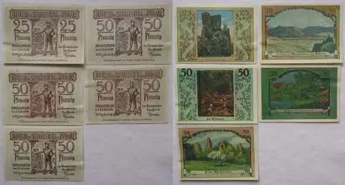 5 Banknoten Notgeld Gemeinde Stecklenburg 1921 (104200)