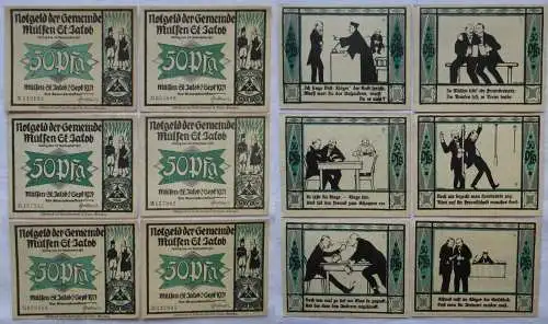 6 Banknoten Notgeld der Gemeinde Mülsen St.Jakob 1921 (101999)