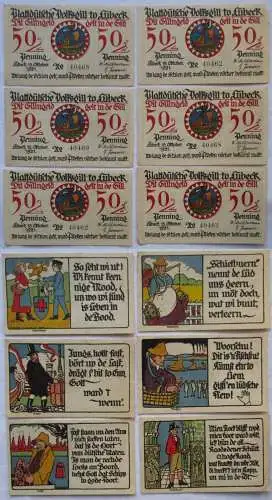 6 Banknoten Notgeld Lübeck Plattdeutsche Volksgilde 1921 (100535)