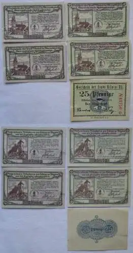 5 Banknoten Notgeld Stadt Nikolai in Oberschlesien 1919/21 (102936)