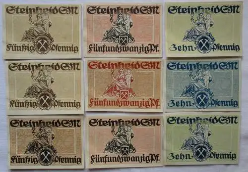 9 Banknoten Notgeld Gemeinde Steinheid S.M. 1920 (107758)