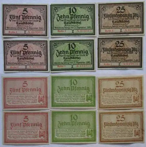 6 Banknoten Notgeld Stadt Neustädtel -31.12 1921 (105473)