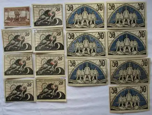 20, 2x 50 Pfennige Banknote Notgeld Norder & Süder Dithmarschen um 1920 (169123)