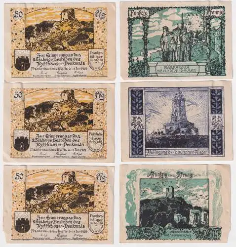 3 Banknoten Notgeld Stadt Frankenhausen am Kyffhäuser 1921 (168588)