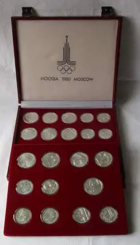 Komplettsatz 28x 5 + 10 Rubel Olympische Spiele Moskau 1980 im Etui (154089)