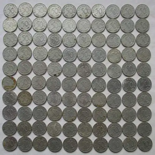 100 Kleinmünzen 3.Reich 50 Pfennig Aluminium (112366)