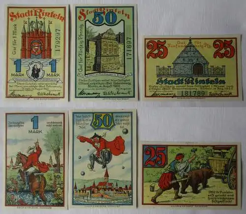 3 Banknoten Notgeld der Stadt Rinteln 1 Mark, 50 & 25 Pfennig 1920