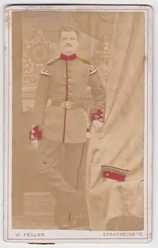 37882 Original Kabinett Foto Soldat Strassburg im Elsass (koloriert!)
