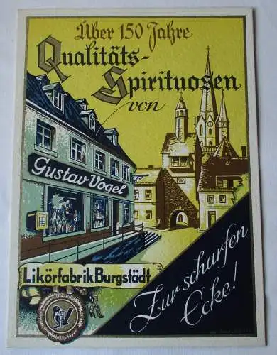 seltener Reklame Papp Aufsteller Likörfabrik Burgstädt um 1930 (160481)