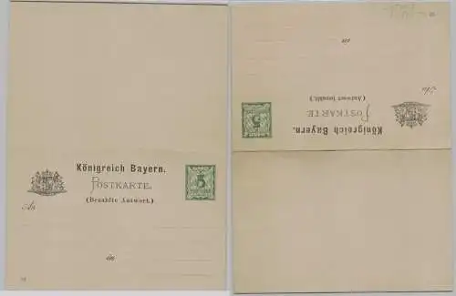 43662 GS Postkarte mit Antwort P42/01 Bayern 5 Pfennig um 1892