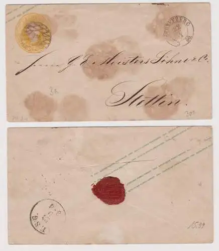 900019 Ganzsachen Brief Sachsen 3 Neugroschen 1860 Schneeberg Stettin