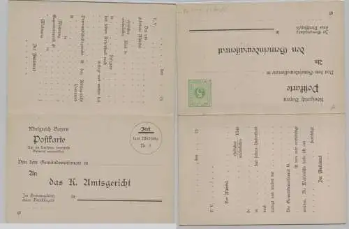 02065 GS Postkarte mit Antwort DPB4/03 Bayern 5/0 Pfennig um 1907