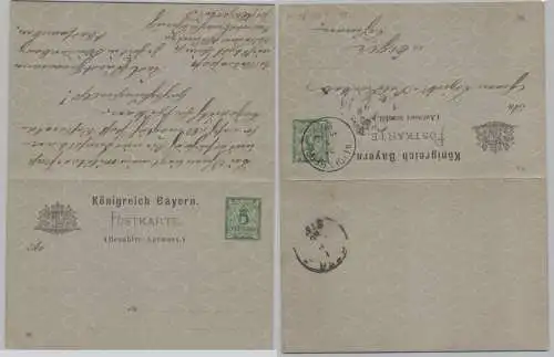 900182 GS Postkarte mit Antwort P40/01 Bayern 5 Pfennig 1890 Weidenberg