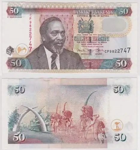 50 Shillings Banknote Kenia Kenya 03.03.2008 kassenfrisch (159296)