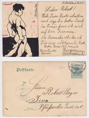 04142 Ganzsachen Postkarte Künstler Ak Herkules Aschersleben 1905