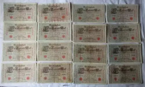 Sammlung 16x  1000 Reichsmark Banknoten 21.4.1910 versch. Buchstaben (105168)