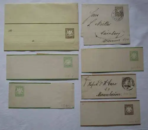 161966 Bayern 7 Stücke Ganzsachen Streifband um 1890