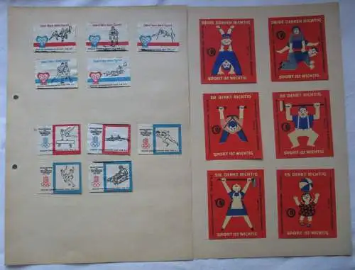 16x Streichholzetikett Dein Herz dem Sport + Olympische Gesellschaft DDR /141974