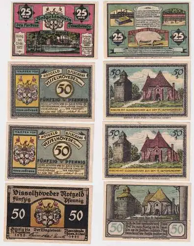 4 Banknoten Notgeld Flecken Visselhövede 1.6.1921 (169116)