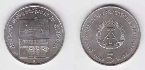 DDR Gedenk Münze 5 Mark Luthers Geburtshaus in Eisleben 1983 (145867)
