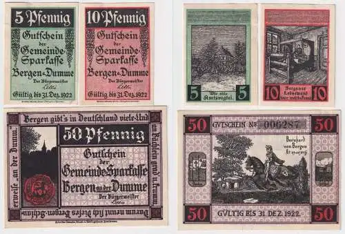 3 Banknoten Notgeld Bergen an der Dumme um 1920 (168432)