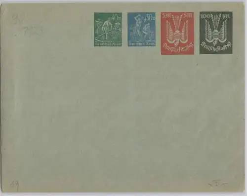 20635 DR Ganzsachen Umschlag PU mit 4 Marken zu 195 Mark 1923